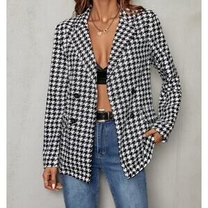 STAUD GINGHAM COTTON BLEND BLAZER NWOT SIZE LARGE